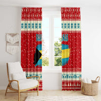 Bahamas Christmas Window Curtain with Red Festive Pattern Sailing Santa and National Flag Motif - Wonder Print Shop