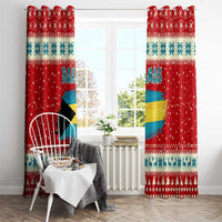 Bahamas Christmas Window Curtain with Red Festive Pattern Sailing Santa and National Flag Motif - Wonder Print Shop