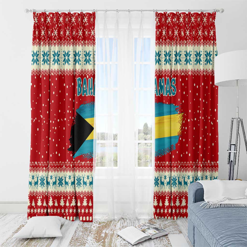 Bahamas Christmas Window Curtain with Red Festive Pattern Sailing Santa and National Flag Motif - Wonder Print Shop
