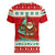Bahamas Christmas Women V-Neck T-Shirt with Red Festive Pattern Sailing Santa and National Flag Motif - Wonder Print Shop