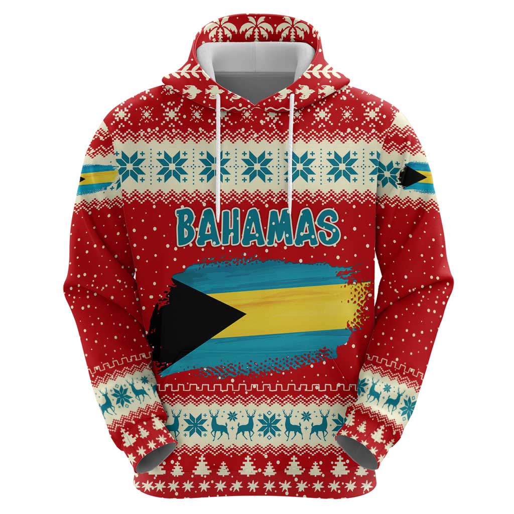 Bahamas Christmas Zip Hoodie with Red Festive Pattern Sailing Santa and National Flag Motif - Wonder Print Shop