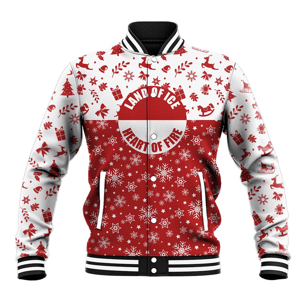 Greenland Christmas Baseball Jacket Land of Ice Heart of Fire - Wonder Print Shop