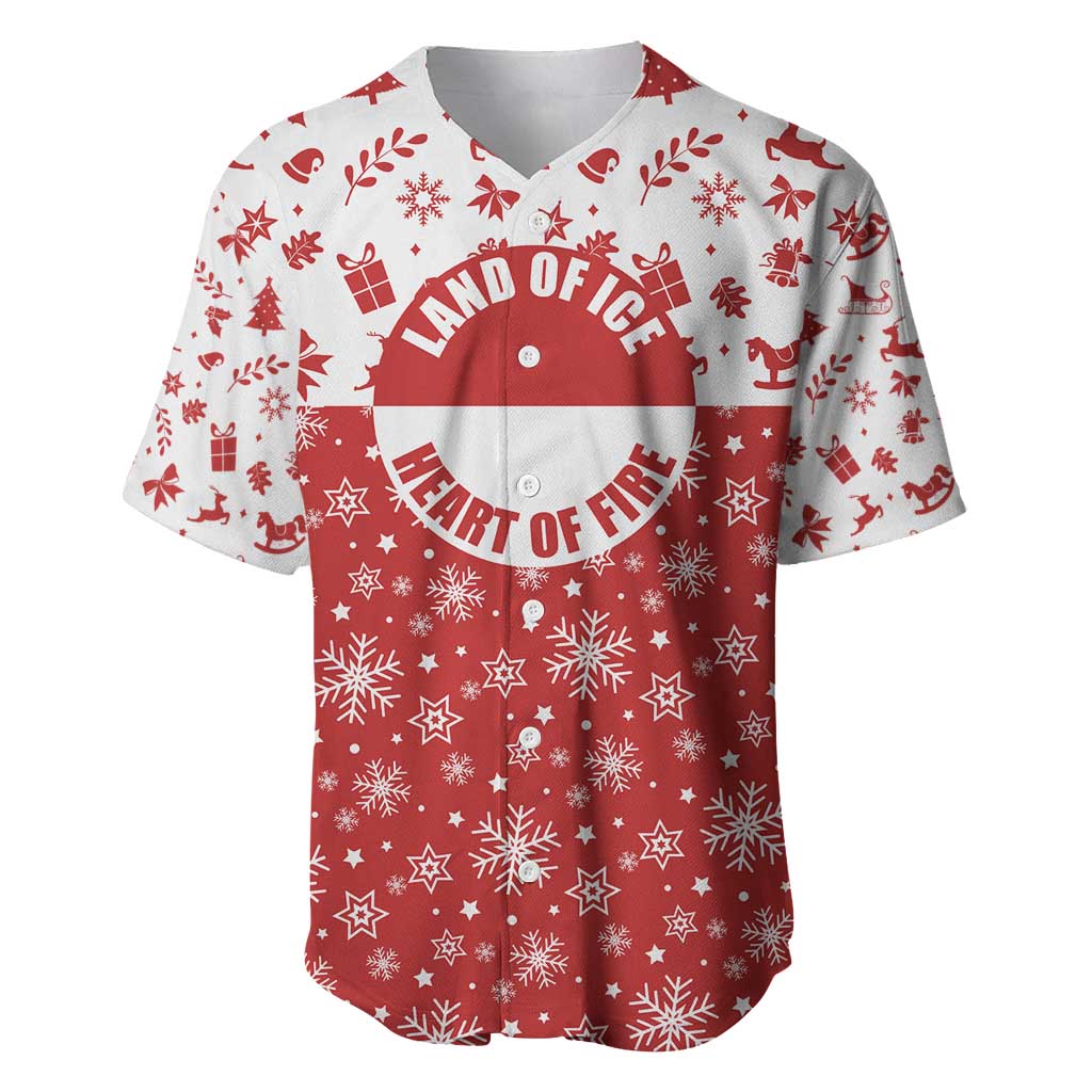 Greenland Christmas Baseball Jersey Land of Ice Heart of Fire - Wonder Print Shop
