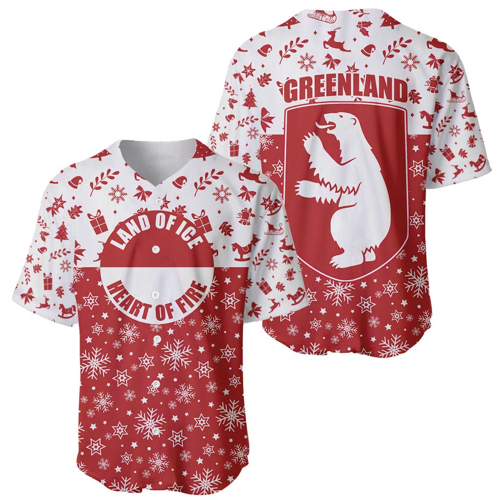 Greenland Christmas Baseball Jersey Land of Ice Heart of Fire - Wonder Print Shop