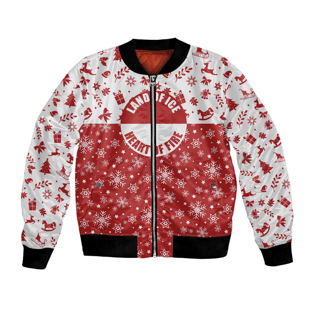 Greenland Christmas Bomber Jacket Land of Ice Heart of Fire - Wonder Print Shop