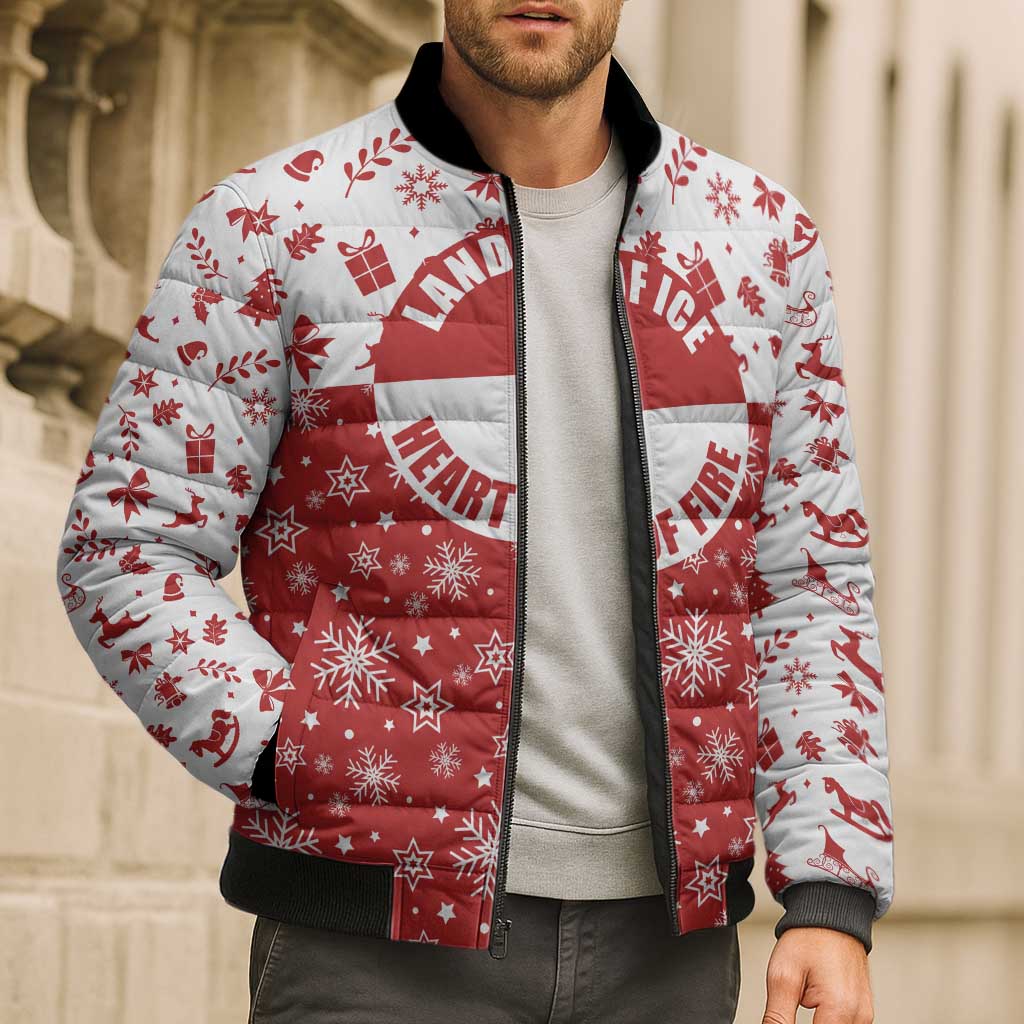 Greenland Christmas Bomber Puffer Jacket Land of Ice Heart of Fire - Wonder Print Shop