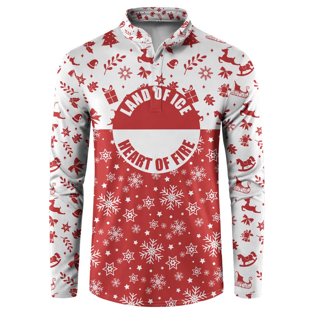 Greenland Christmas Button Sweatshirt Land of Ice Heart of Fire - Wonder Print Shop