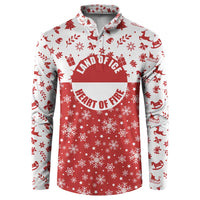 Greenland Christmas Button Sweatshirt Land of Ice Heart of Fire - Wonder Print Shop