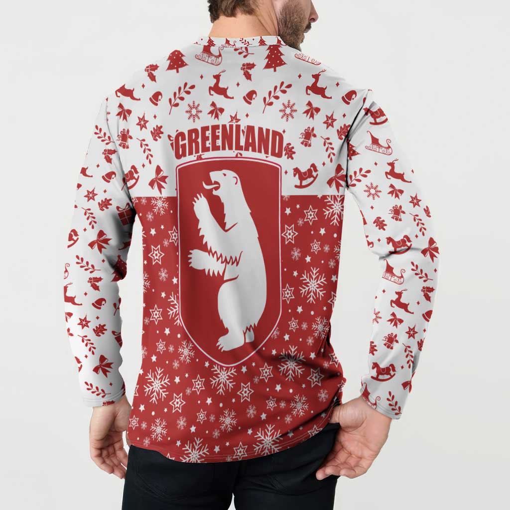 Greenland Christmas Button Sweatshirt Land of Ice Heart of Fire - Wonder Print Shop