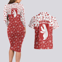 Greenland Christmas Couples Matching Long Sleeve Bodycon Dress and Hawaiian Shirt Land of Ice Heart of Fire - Wonder Print Shop