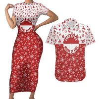 Greenland Christmas Couples Matching Short Sleeve Bodycon Dress and Hawaiian Shirt Land of Ice Heart of Fire - Wonder Print Shop