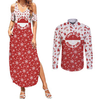 Greenland Christmas Couples Matching Summer Maxi Dress and Long Sleeve Button Shirt Land of Ice Heart of Fire - Wonder Print Shop