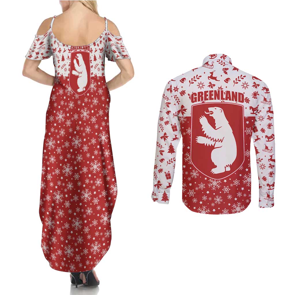 Greenland Christmas Couples Matching Summer Maxi Dress and Long Sleeve Button Shirt Land of Ice Heart of Fire - Wonder Print Shop