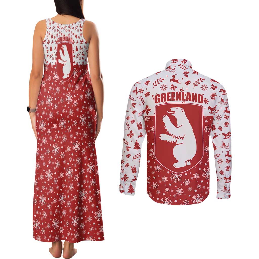 Greenland Christmas Couples Matching Tank Maxi Dress and Long Sleeve Button Shirt Land of Ice Heart of Fire - Wonder Print Shop