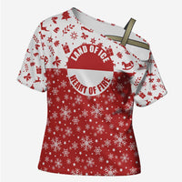 Greenland Christmas Cross Shoulder Shirt Land of Ice Heart of Fire - Wonder Print Shop