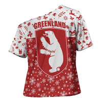 Greenland Christmas Cross Shoulder Shirt Land of Ice Heart of Fire - Wonder Print Shop