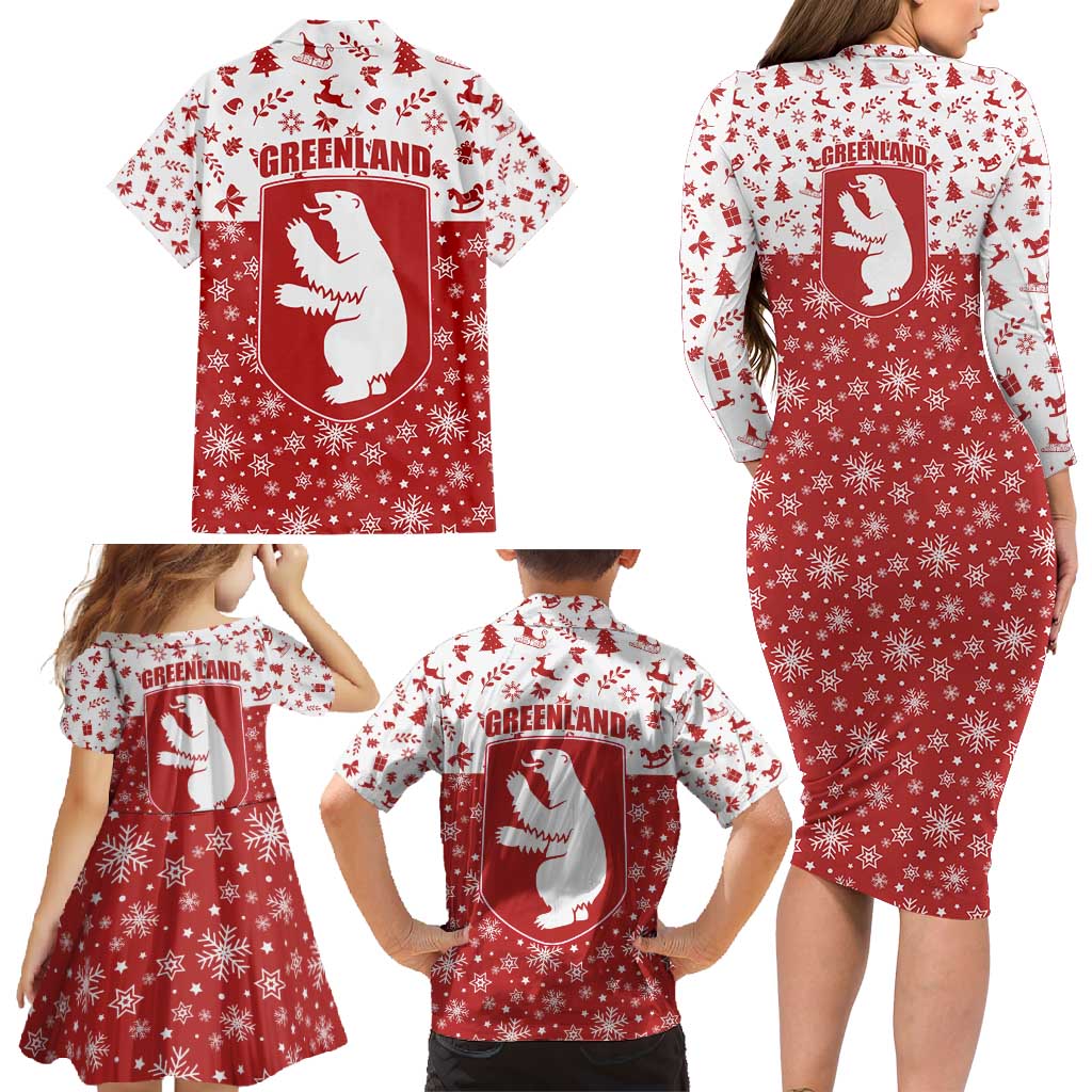 Greenland Christmas Family Matching Long Sleeve Bodycon Dress and Hawaiian Shirt Land of Ice Heart of Fire - Wonder Print Shop
