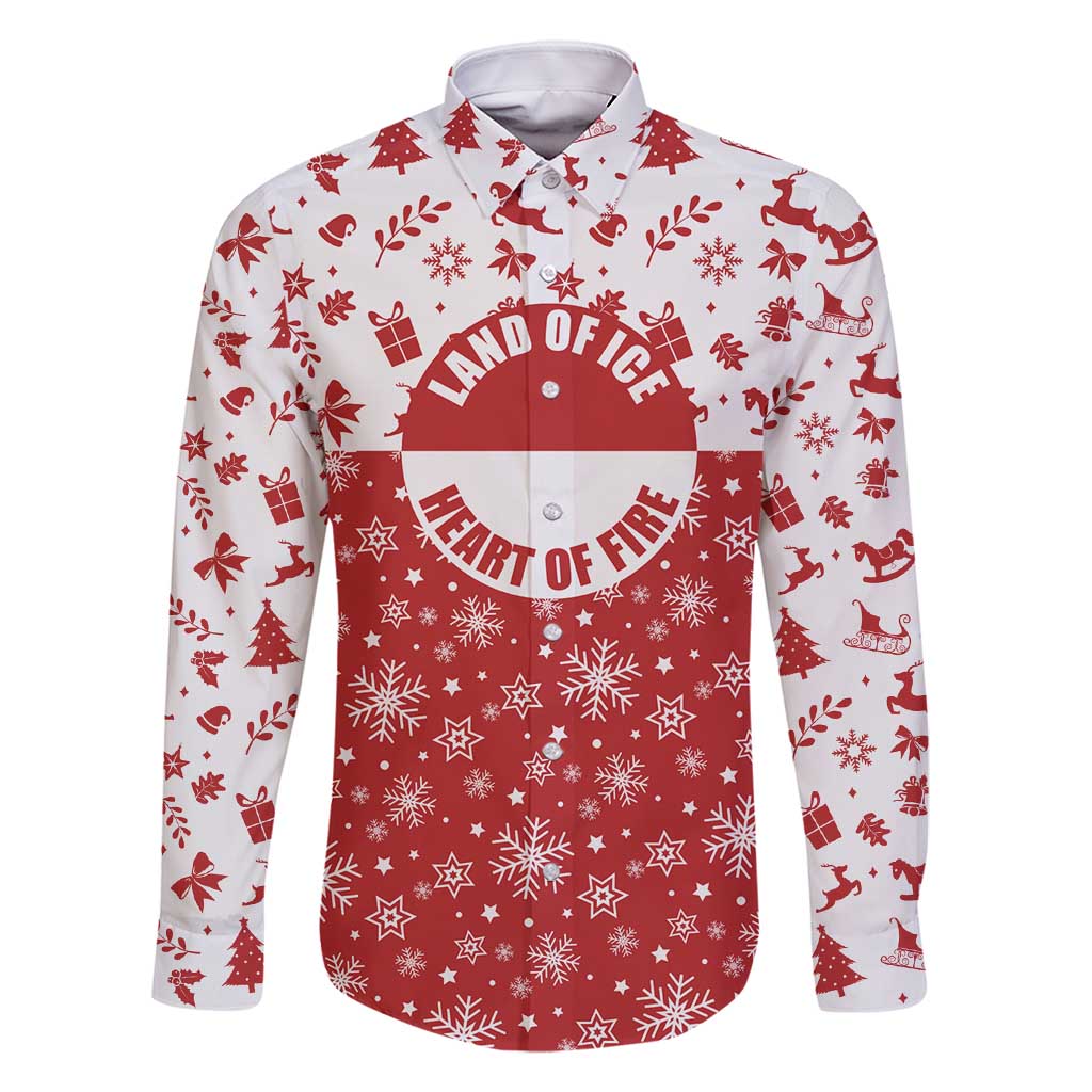 Greenland Christmas Family Matching Long Sleeve Bodycon Dress and Hawaiian Shirt Land of Ice Heart of Fire - Wonder Print Shop