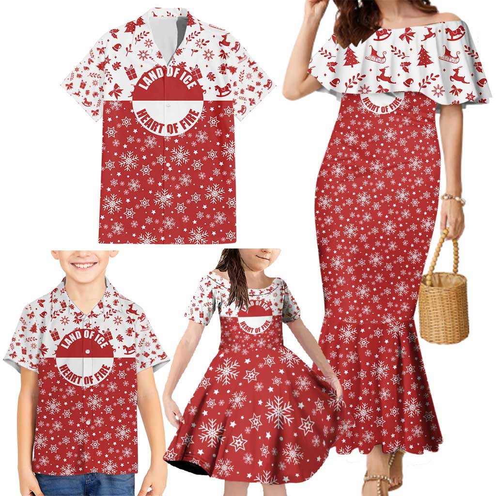 Greenland Christmas Family Matching Mermaid Dress and Hawaiian Shirt Land of Ice Heart of Fire - Wonder Print Shop