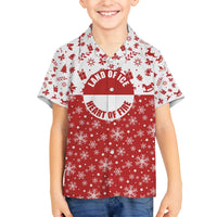 Greenland Christmas Family Matching Off The Shoulder Long Sleeve Dress and Hawaiian Shirt Land of Ice Heart of Fire - Wonder Print Shop