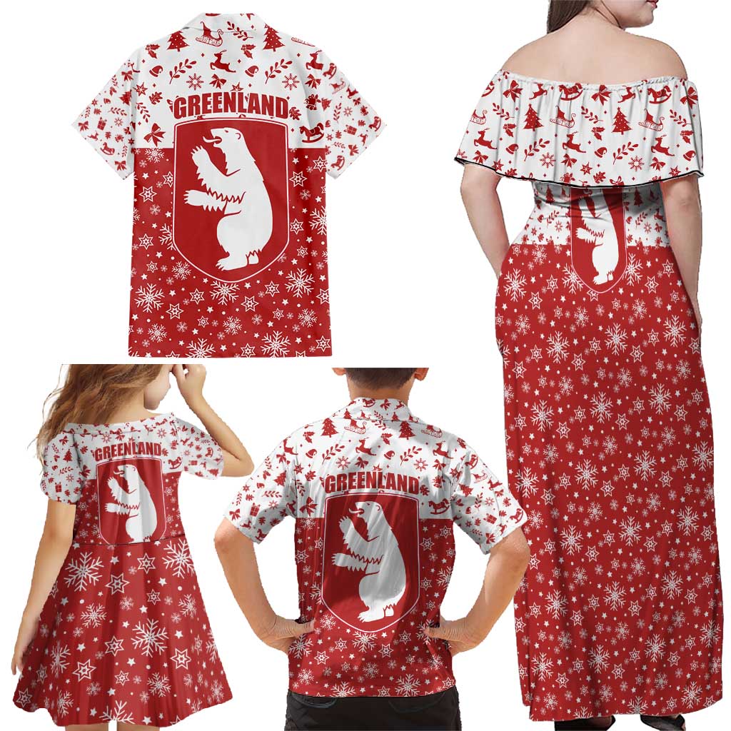Greenland Christmas Family Matching Off Shoulder Maxi Dress and Hawaiian Shirt Land of Ice Heart of Fire - Wonder Print Shop