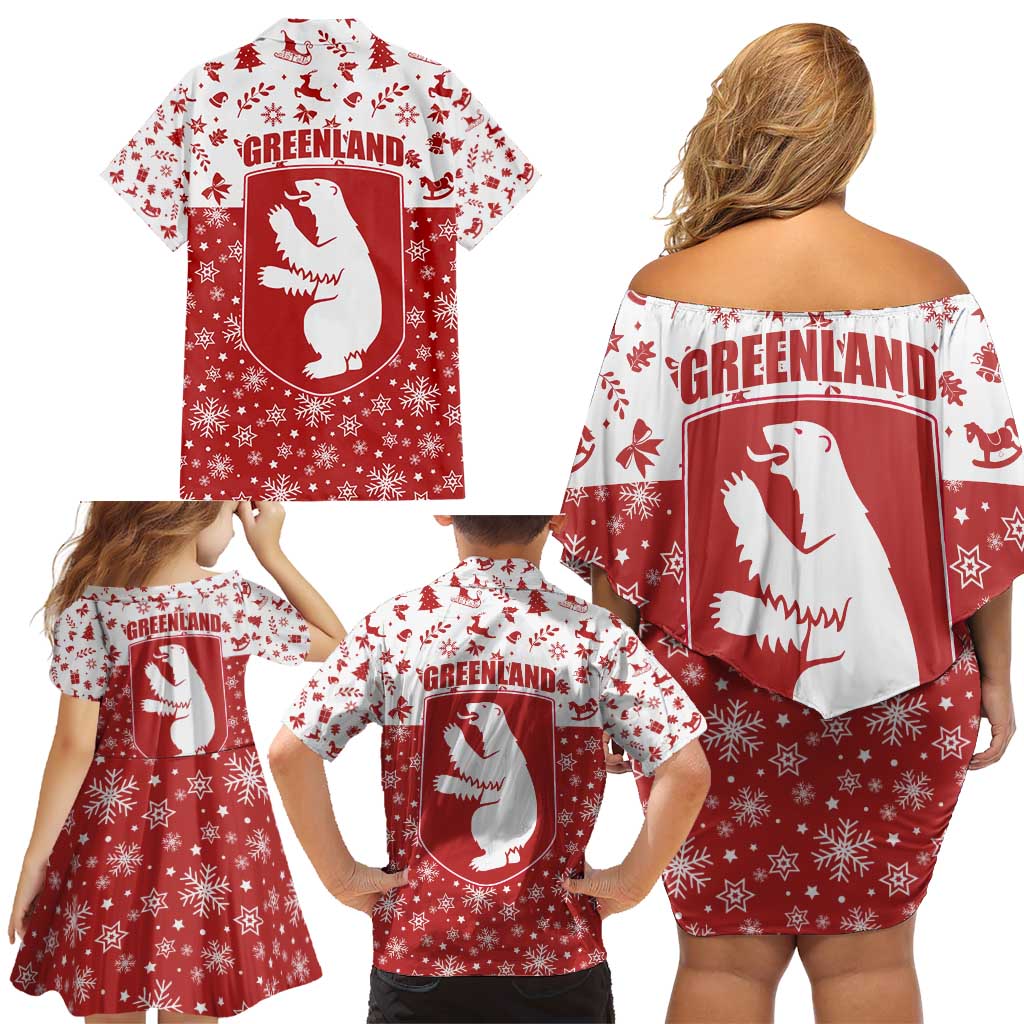 Greenland Christmas Family Matching Off Shoulder Short Dress and Hawaiian Shirt Land of Ice Heart of Fire - Wonder Print Shop