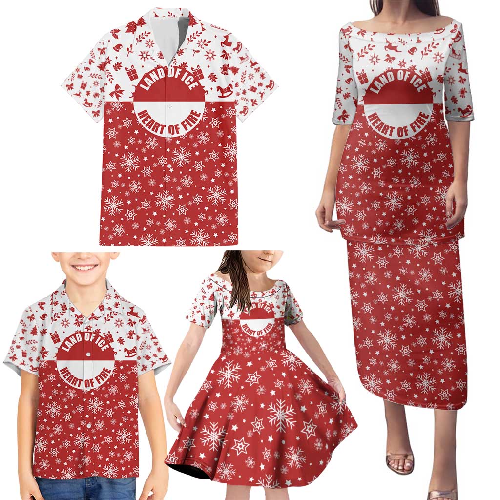 Greenland Christmas Family Matching Puletasi and Hawaiian Shirt Land of Ice Heart of Fire - Wonder Print Shop