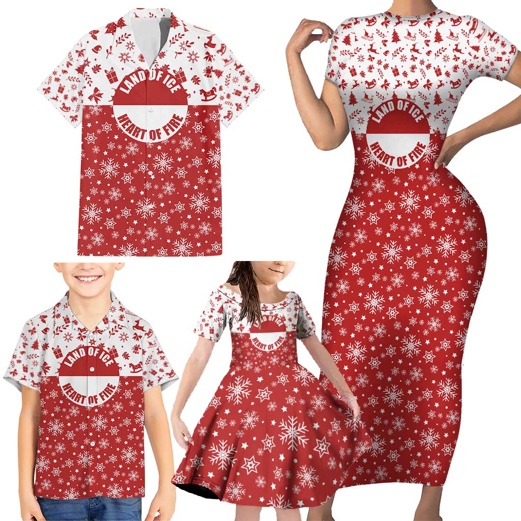 Greenland Christmas Family Matching Short Sleeve Bodycon Dress and Hawaiian Shirt Land of Ice Heart of Fire - Wonder Print Shop