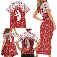 Greenland Christmas Family Matching Short Sleeve Bodycon Dress and Hawaiian Shirt Land of Ice Heart of Fire - Wonder Print Shop