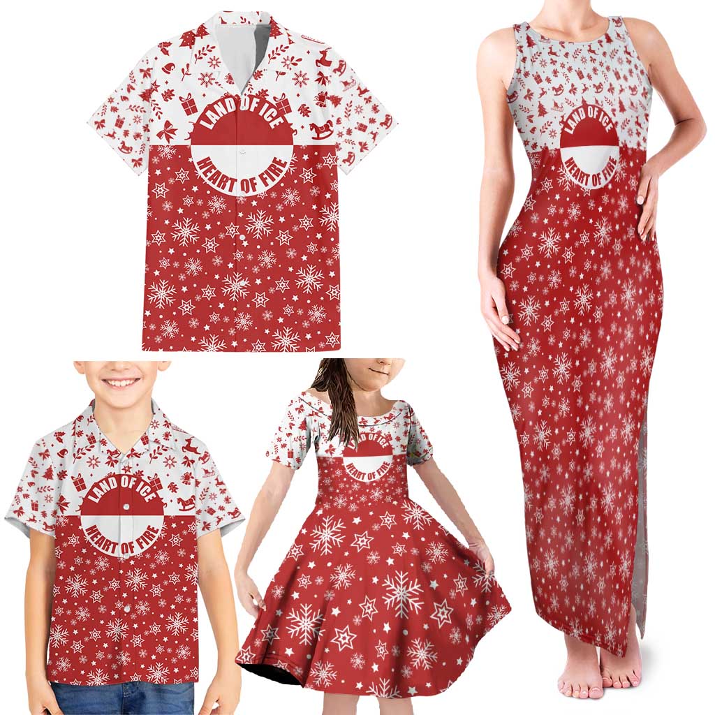 Greenland Christmas Family Matching Tank Maxi Dress and Hawaiian Shirt Land of Ice Heart of Fire - Wonder Print Shop