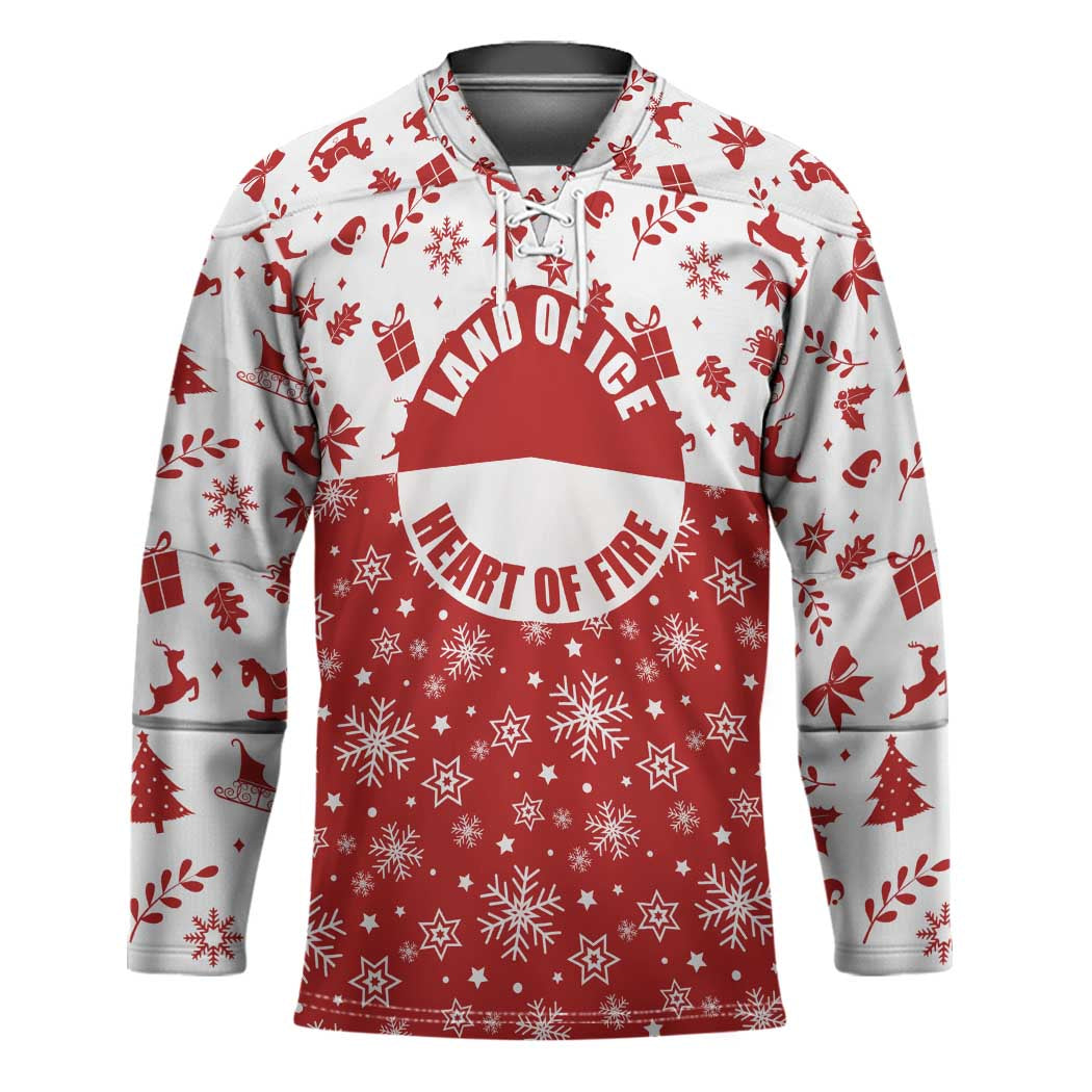 Greenland Christmas Hockey Jersey Land of Ice Heart of Fire - Wonder Print Shop