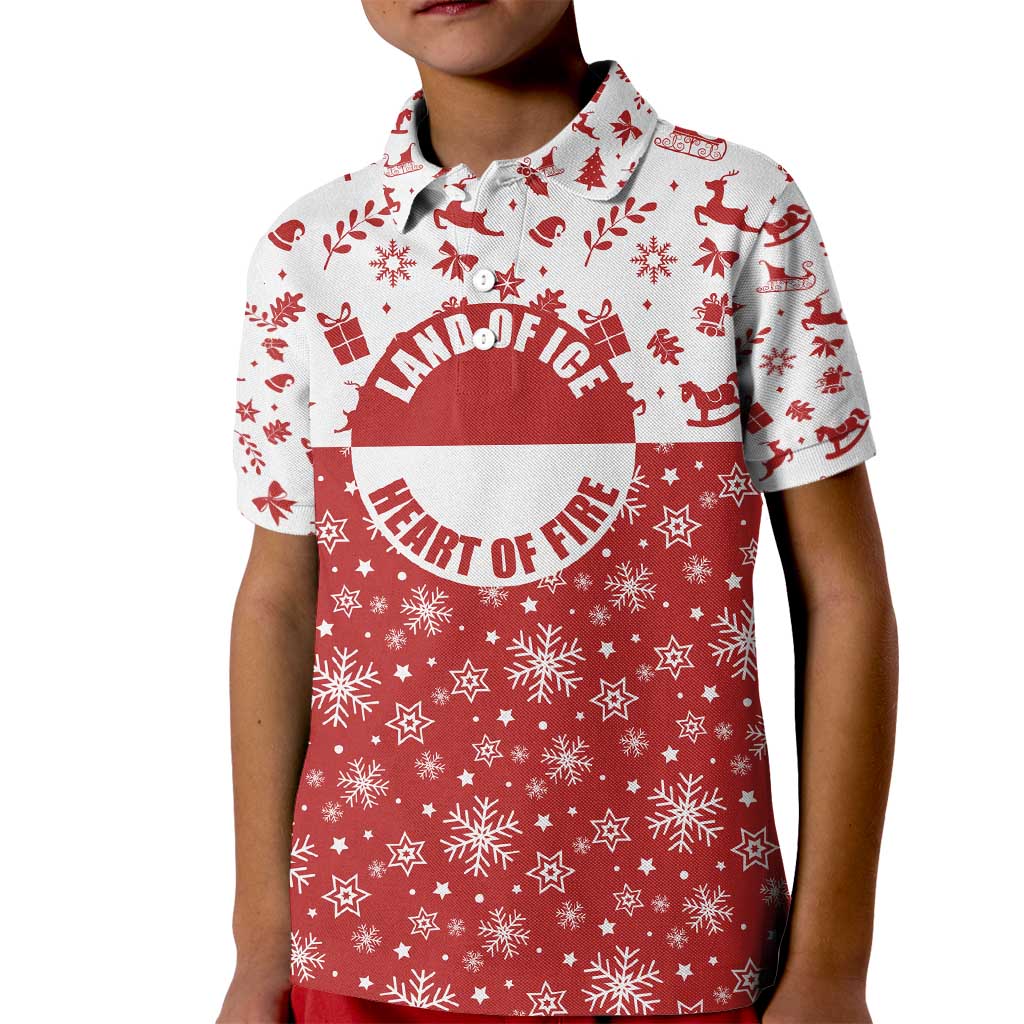 Greenland Christmas Kid Polo Shirt Land of Ice Heart of Fire - Wonder Print Shop