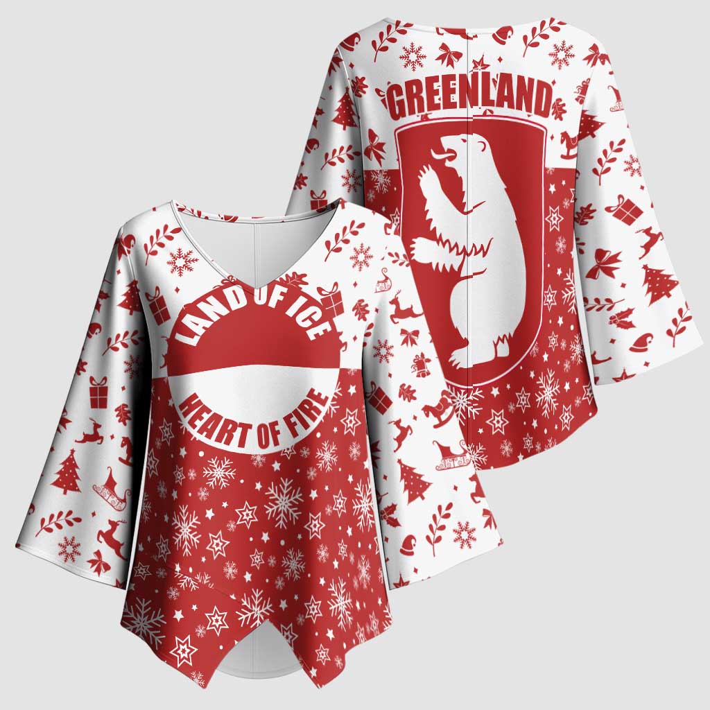 Greenland Christmas Kimono Sleeve Blouse Land of Ice Heart of Fire - Wonder Print Shop