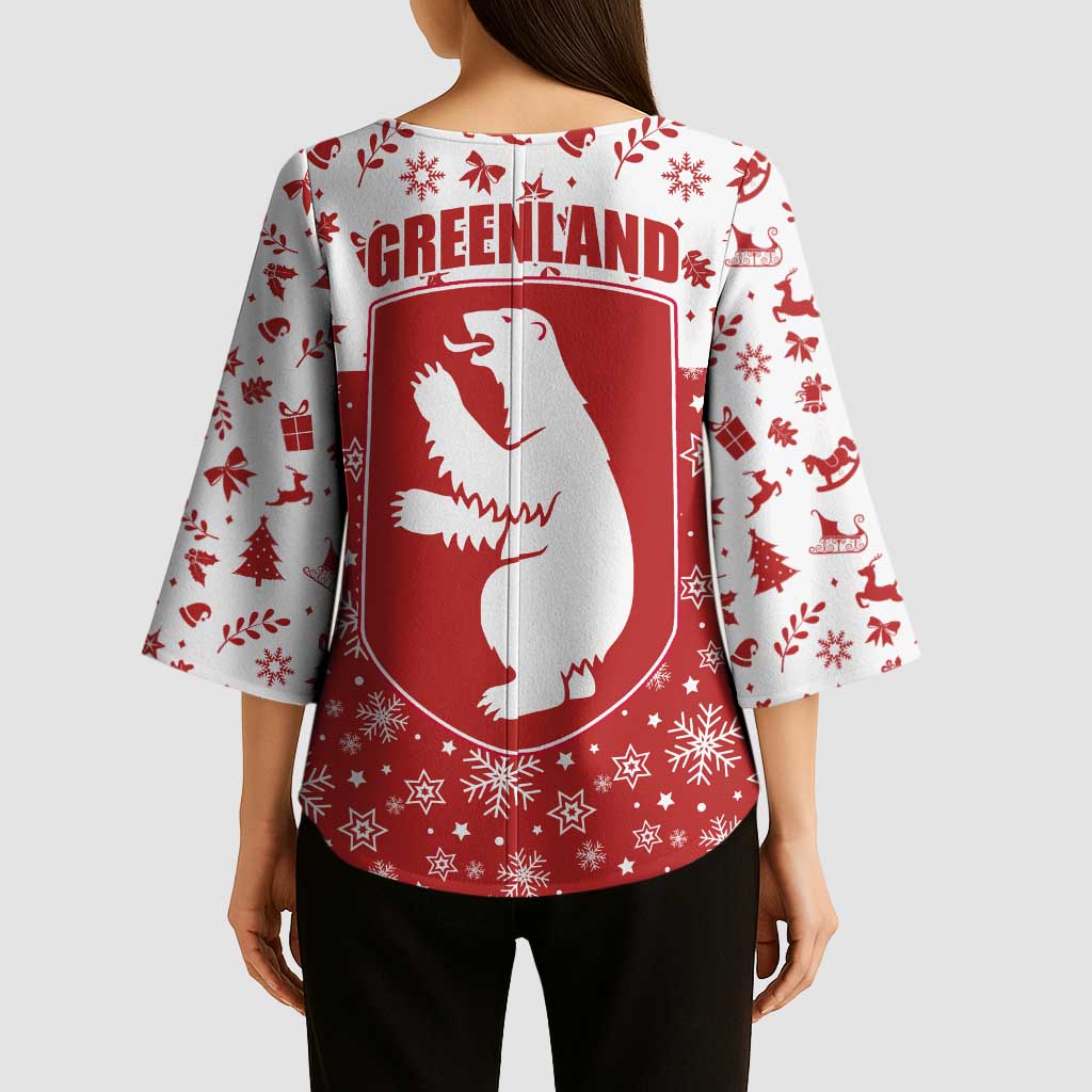 Greenland Christmas Kimono Sleeve Blouse Land of Ice Heart of Fire - Wonder Print Shop