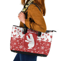 Greenland Christmas Leather Tote Bag Land of Ice Heart of Fire - Wonder Print Shop