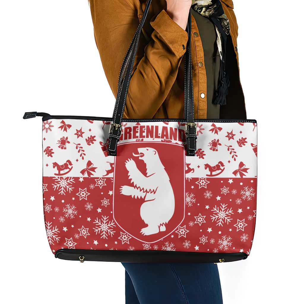 Greenland Christmas Leather Tote Bag Land of Ice Heart of Fire - Wonder Print Shop