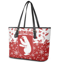 Greenland Christmas Leather Tote Bag Land of Ice Heart of Fire - Wonder Print Shop