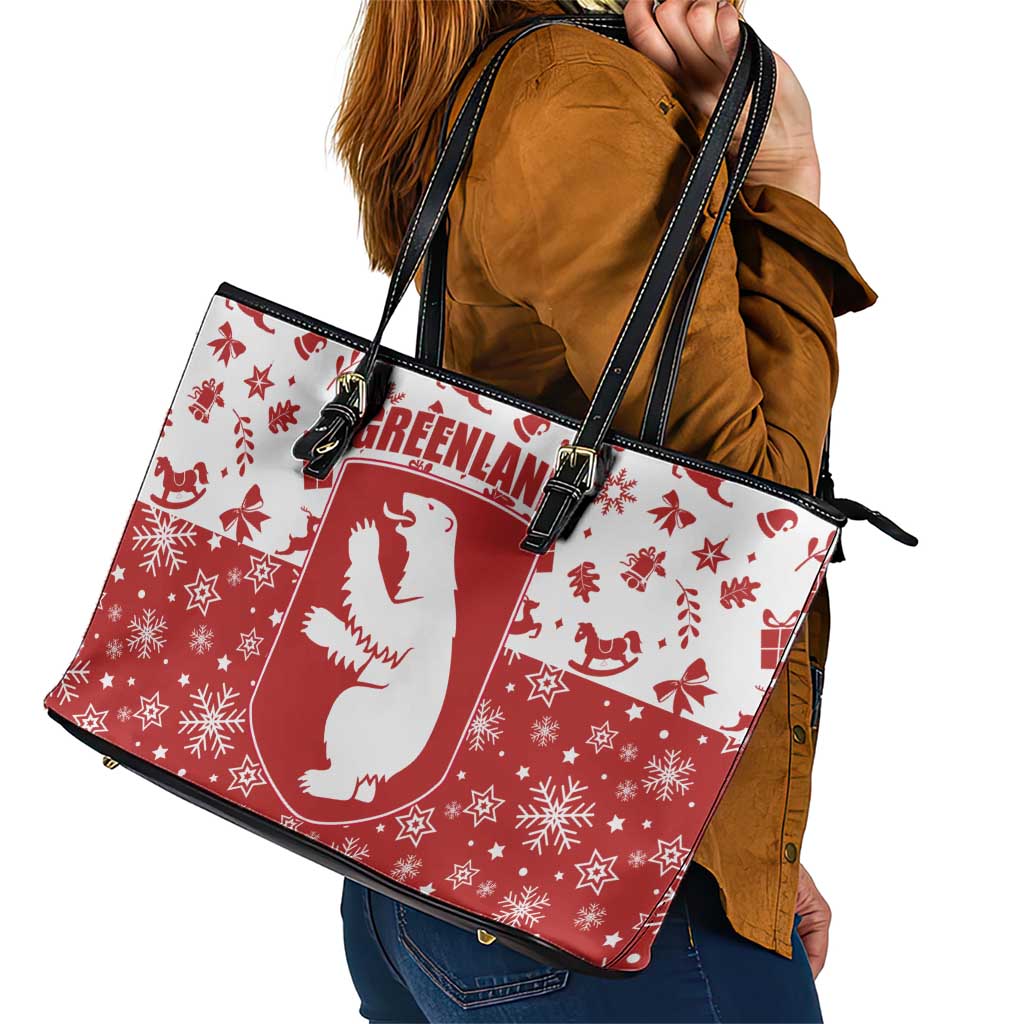 Greenland Christmas Leather Tote Bag Land of Ice Heart of Fire - Wonder Print Shop