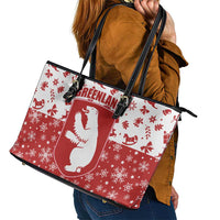 Greenland Christmas Leather Tote Bag Land of Ice Heart of Fire - Wonder Print Shop
