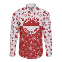 Greenland Christmas Long Sleeve Button Shirt Land of Ice Heart of Fire - Wonder Print Shop