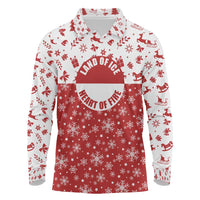 Greenland Christmas Long Sleeve Polo Shirt Land of Ice Heart of Fire - Wonder Print Shop