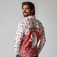 Greenland Christmas Long Sleeve Polo Shirt Land of Ice Heart of Fire - Wonder Print Shop