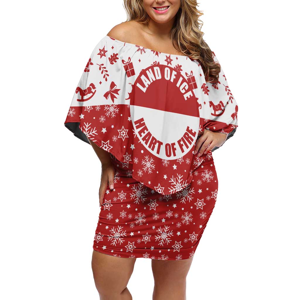 Greenland Christmas Off Shoulder Short Dress Land of Ice Heart of Fire - Wonder Print Shop