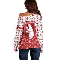 Greenland Christmas Off Shoulder Sweater Land of Ice Heart of Fire - Wonder Print Shop