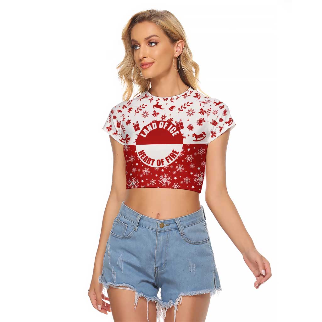 Greenland Christmas Raglan Cropped T Shirt Land of Ice Heart of Fire - Wonder Print Shop
