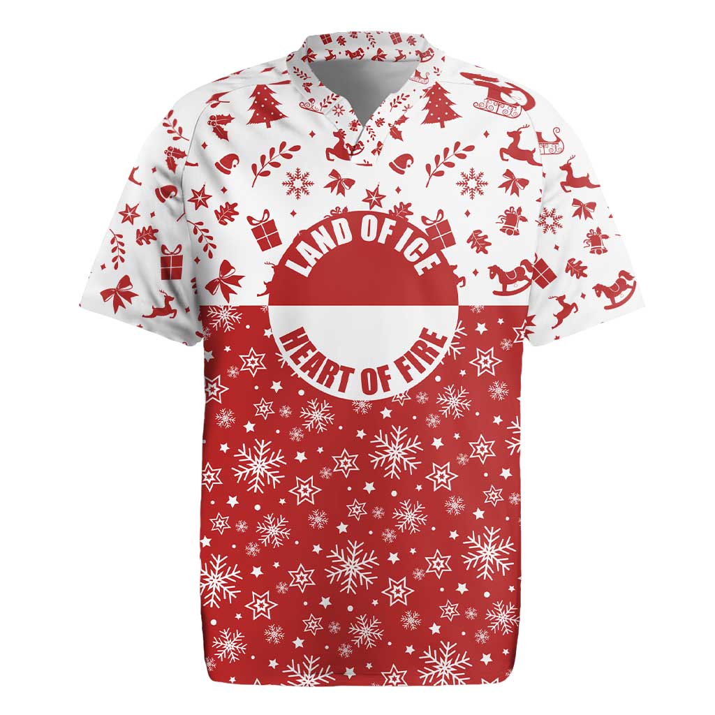 Greenland Christmas Rugby Jersey Land of Ice Heart of Fire - Wonder Print Shop