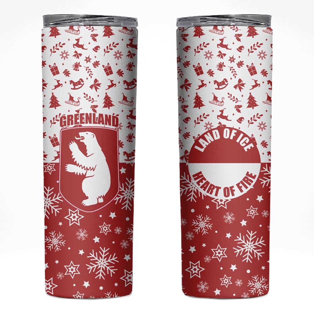 Greenland Christmas Skinny Tumbler Land of Ice Heart of Fire - Wonder Print Shop