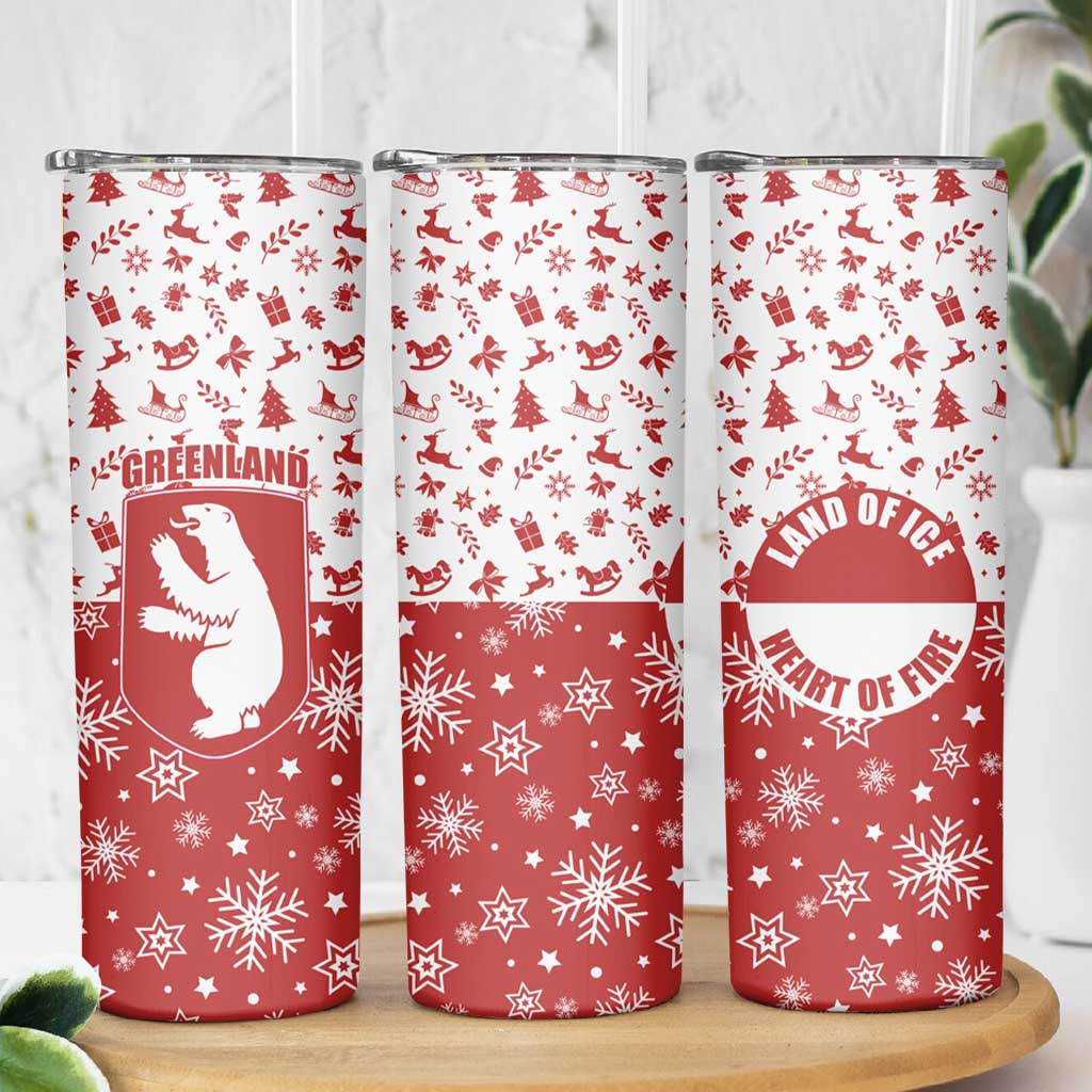 Greenland Christmas Skinny Tumbler Land of Ice Heart of Fire - Wonder Print Shop
