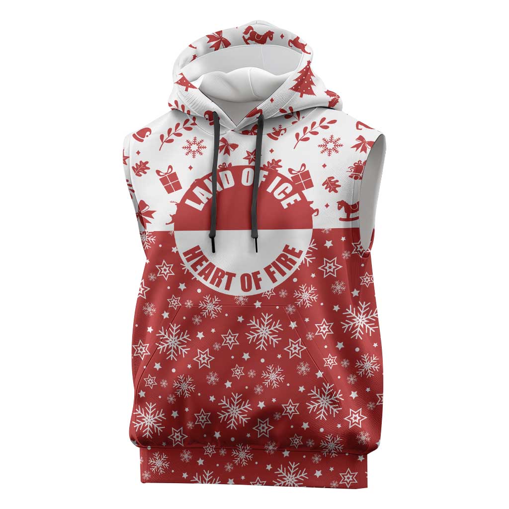 Greenland Christmas Sleeveless Hoodie Land of Ice Heart of Fire - Wonder Print Shop