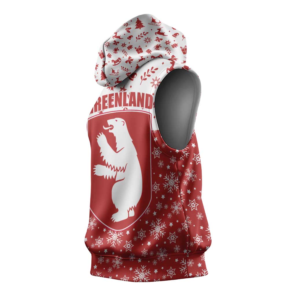 Greenland Christmas Sleeveless Hoodie Land of Ice Heart of Fire - Wonder Print Shop